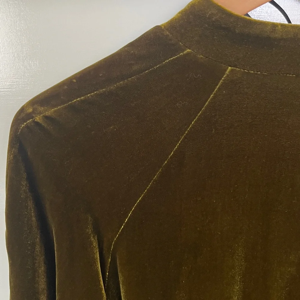 Zara Green Velvet Open Jacket Caftan Formal Dressing XS - Picture 10 of 15